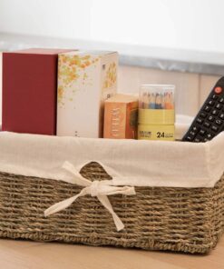 Vintiquewise(TM) Seagrass Shelf Basket Lined with White Lining 1 Pack 24 813aPJPuGwL