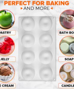 Round Silicone Molds for Chocolate Candy - 8 Cavity Apple Mold 3d Silicone Molds for Baking Molds Silicone Shapes Ice Cream Candy Molds Silicone White Chocolate Dessert Molds Cake Baking Supplies Apple Silicone Mold 25 813c2TldjHL