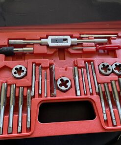 EFFICERE 40-Piece Premium Tap and Die Set, SAE Unified Screw Thread, Size #4 to 1/2” | Include UNC Coarse, UNF Fine and NPT Threads | Essential Threading Tool Kit with Complete Handles and Accessories 31 813cfO5aZL