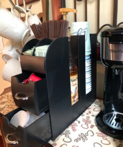Mind Reader 11-Compartment Coffee Cup and Condiment Organizer with 2 Drawers, 11.25"L x 5.35"W x 11.15"H, Black Single 34 813d9FLgZL