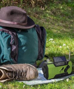 Emergency Crank Weather Radio, AM/FM/NOAA Hand Crank Portable Solar Radio with SOS Alarm, Battery Operated, LED Flashlight & Reading Lamping, 2000mAh Power Bank for Emergency Phone Charge Green 44 813daguazGL