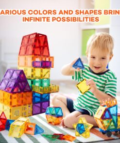 Children Hub 100pcs Magnetic Tiles Set - Educational 3D Magnet Building Blocks - Building Construction Toys for Kids - Upgraded Version with Strong Magnets - Creativity, Imagination, Inspiration 22 813e4prddL