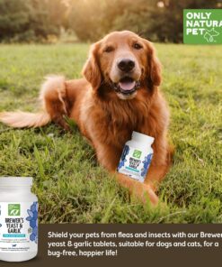 Only Natural Pet Brewer's Yeast & Garlic Chewables - All-Natural Flea & Tick Prevention for Dogs - Fortified with B Vitamins - Promotes Healthy Skin & Coat - 300 Count Tablet (Single) 1 Bottle 12 813e76aJSzL