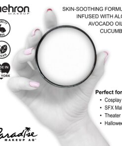 Mehron Makeup Paradise Makeup AQ Pro Size | Stage & Screen, Face & Body Painting, Special FX, Beauty, Cosplay, and Halloween | Water Activated Face Paint & Body Paint 1.4 oz (40 g) (White) White 1.4 Ounce 24 813enEg9nzL 2