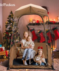 Sports Tent, MioTsukus Instant Weather Proof Pod, Pop Up Bubble Clear View Tent, All Weather Shelter with Extra Top Cover for Soccer, Football, and Other Outdoor Events- 1~4 People 40"l X 46"w X 65"h (1~2 Person) 50 813fbucrDrL