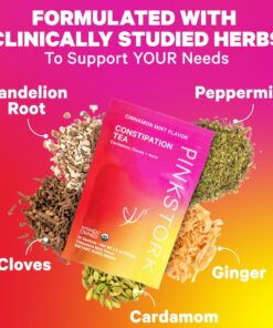 Pink Stork Constipation Support Tea: Organic Cinnamon Mint Laxative Tea for Digestion, Gas, and Constipation, Pregnancy and Postpartum Must Haves, Hot or Iced - 15 Sachet 19 813gtEXZG4L