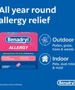 Benadryl Ultratabs Go Packs Antihistamine Allergy Relief Medicine, 25 mg Diphenhydramine HCl Tablets for Relief of Cold & Allergy Symptoms, Travel & On-The-Go Size, 4 Packets of 2 Tablets 2 Count (Pack of 4) 13 813iAlzMfOL