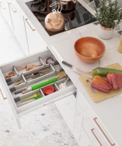 Practical Comfort Aluminum Kitchen Drawer Organizer for Silverware Utensils Flatware 9 Dividers Set | MEDIUM 3 Dividers 17.5" to 19.7" + 6 Dividers 3.8" 28 813iQDdiXoL 1