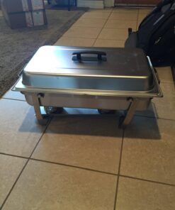 TigerChef Chafing Dish Buffet Set - Chaffing Dishes Stainless Steel - 3 Sets of Chafers and Buffet Warmer Sets: 6 Chafing Gels, 3 Slotted Spoons and Foldable Frame - Food Warmers for Parties Buffets 37 813kThsbHAL