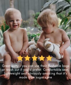 Eco by Naty Potty - Sustainable and Potty for Kids, Easy-to-Use Kid and Baby Potty Training Toilet with Flushable, Compostable Potty Liners, Green/White, (245531) 12 813lMy8TphL