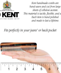 Kent A FOT Handmade All Fine Tooth Saw Cut Beard Comb - Pocket and Travel Comb - Styling Comb or Wet Comb for Fine or Thinning Hair, Beard Care, and Hair Care for the Essential Kent Beard Kit 1 Pack Tortoiseshell 23 813lZ3G82pL