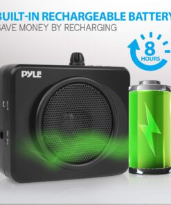 PYLE-PRO Portable Waist-Band PA Speaker System - Compact Voice Amplifier and Headset Microphone Set with Built-in Rechargeable Battery, MP3/USB Playback, AUX, Power Adapter, Strap, Belt Clip PWMA60UB Black 9 813lf6WHI5L