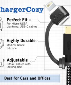 Alternative view of Cozy [5-Pack] Charging Cable Adapter Keeper/Holder/Tether, Compatible with (USB-C, Micro USB, Apple Pencil) adapters | Perfect for Keychain, Car, Travel (Black - 5 Pack) Black