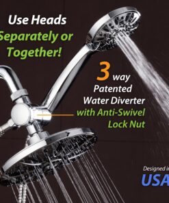 AquaDance 7" Premium High Pressure 3-Way Rainfall Combo Combines The Best of Both Worlds-Enjoy Luxurious Rain Showerhead and 6-Setting Hand Held Shower Separately or Together, Chrome 2.5 Gallon Per Minute 24 813plgzMqAL
