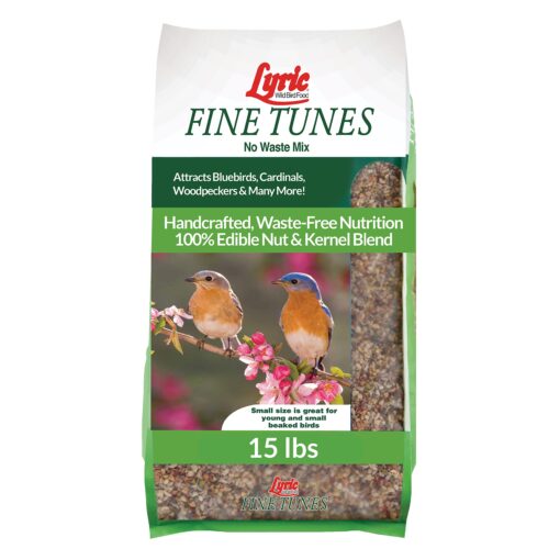 Lyric Fine Tunes Wild Bird Seed - No Waste Bird Food Mix - Attracts Bluebirds, Finches, Chickadees & More - 15 lb. Bag 15.00 Pound (Pack of 1) Seed Mix