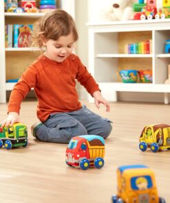 Alternative view of Melissa & Doug Pull-Back Construction Vehicles - Soft Baby Toy Play Set of 4 Vehicles - Cars For Infants, Construction Toys, Pull Back Cars For Babies Ages 9m+ Standard Packaging
