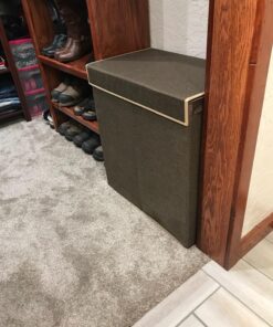 Household Essentials 5614 Double Hamper Laundry Sorter with Magnetic Lid, Brown Coffee Linen 42 813ug7VEdQL