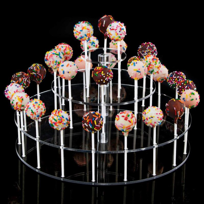 YestBuy Cake Pop Display Stand, 30 Hole Cake Pop Holder , 3 Tiered Lollipop Holder for Weddings, Birthday Parties, Anniversaries Gift, Halloween, Christmas Candy Decorative (Clear) 30 holes