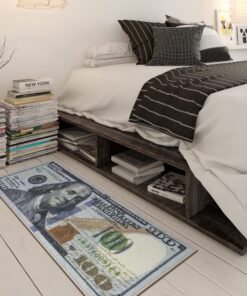Machine Washable $100 Bill Design Non-Slip Rubberback 22x53 Modern Runner Rug for Hallway, Kitchen, Bedroom, 22" x 53", Multicolor Money New $100 Runner - 22" x 53" 29 813zjvivjUL
