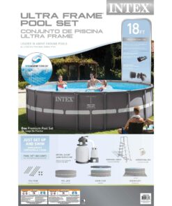 Intex 18ft X 52in Ultra Frame Pool Set with Sand Filter Pump, Ladder, Ground Cloth & Pool Cover 32 8140Qn6FG8L