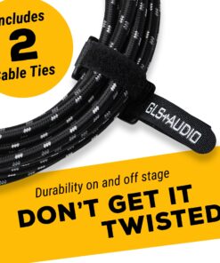 GLS Audio Instrument Cable - 1/4 Inch TS to 1/4 Inch Instrument Cable for Bass/Electric Guitar- Black/Grey Braided Tweed, 20ft 20 Ft Right-Angle 16 8141J1MXJzL
