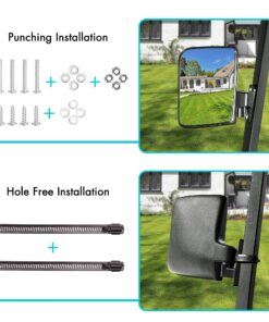 10L0L Golf Cart Mirror, No-drilling Side Rear View Mirror Fits EZGO Club Car Yamaha Golf Cart and Others Drilling Required Black 30 8142CMb L