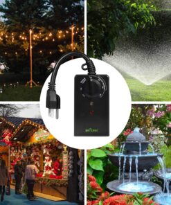 BN-LINK Outdoor 24-Hour Timer with Photocell Light Sensor, Water Resistant Photoelectric Countdown Timer(2, 4, 6 or 8 Hours Mode), Weatherproof, Two (2) Grounded Outlets for Home and Garden, Black Photocell Timer 21 8144ef4IiQL