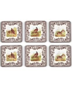 Pimpernel Spode Woodland Collection Coasters | Set of 6 | Cork Backed Board | Heat and Stain Resistant | Drinks Coaster for Tabletop Protection | Measures 4” x 4” 11 8145AVpokIL