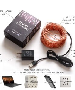 12APM Dimmable Starry Fairy Copper String Lights, 66 ft 200 LEDs with USB Plug in Powered for Bedroom Indoor Wedding Party Halloween Thanksgiving Christmas Ambiance Lighting, IP 65 Waterproof Copper wire-Warm white-200 LEDs 26 8145tIZQ1hL