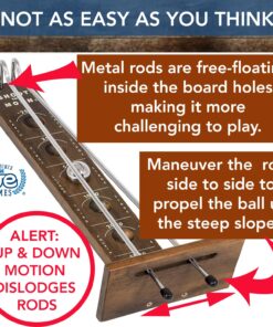 WE Games Shoot The Moon Game, Large 18 inches, Walnut Stained Solid Wood Board with Metal Ball and Rods, Retro Balancing Game for Family and Bar 12 81481Nhe7OL