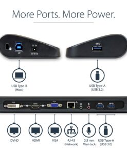 StarTech.com Dual Monitor USB 3.0 Laptop Docking Station with HDMI/DVI/VGA, 3x USB-A Hub, GbE, Audio, Universal Type-A Dock for Windows/macOS/ChromeOS - TAA Compliant (USB3SDOCKHDV) 11 8148cAfCgWL