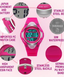 Alternative view of cofuo Boys Girls Sport Digital Watch, Kids Outdoor Waterproof Electronic Watches with LED Alarm Stopwatch Red