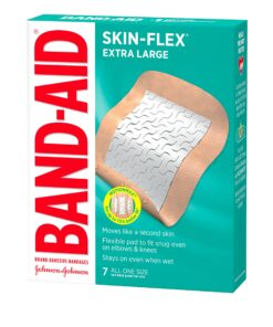 Band-Aid Brand Skin-Flex Adhesive Bandages for First Aid and Wound Care of Minor Cuts and Scrapes & Burns, Flexible Sterile Bandages for Fingers & Knees, Extra Large, All One Size, 7 ct 7 Count (Pack of 1) 30 814Aij7IaNL