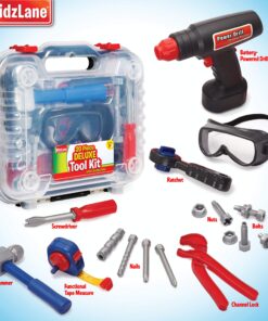 Kidzlane Tool Set for Toddlers & Kids | 20pcs Toy Tools with Electronic Cordless Drill and Tool Box | Play Tool Kit for Kids & Toddler Boys & Girls | Kids Tool Kit 19 Pieces | Kids Tool Box 26 814B33ZiNEL 5