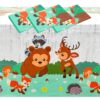 BLUE PANDA Woodland Animals Plastic Tablecloth for Birthday Party (54 x 108 in, 3 Pack) 35 814C2zhpolL