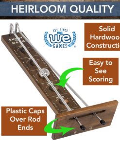WE Games Shoot The Moon Game, Large 18 inches, Walnut Stained Solid Wood Board with Metal Ball and Rods, Retro Balancing Game for Family and Bar 10 814DAqJBCrL