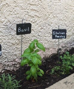 GardenMate 10-Pack Natural Style Slate Plant Labels (4"x 2 3/4") Hanging from a Stainless Steel Metal Rod (22") 10-Pack 4"x 2 3/4" Labels with 22" Metal Rod 31 814E16ab8bL