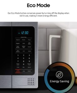 SAMSUNG 1.1 Cu Ft Countertop Microwave Oven w/ Grilling Element, Ceramic Enamel Interior, Auto Cook Options,1000 Watt, MG11H2020CT/AA, Stainless Steel, Black w/ Mirror Finish,15.8"D x 20.4"W x 11.7"H 31 814E7Gt96PL