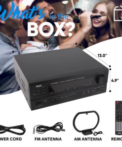 Pyle Wireless Bluetooth Power Amplifier System-420W 5.1 Channel Home Theater Surround Sound Audio Stereo Receiver Box w/RCA,AUX,Mic w/Echo,Remote,Support HDMI-For Subwoofer Speaker-Pyle PT588AB 17 814EUaTWmTL