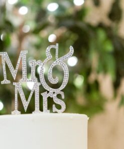 1 X Mr & Mrs Monogram Silhouette Rhinestone Wedding Cake Topper Decoration with Crystals - Formal Font 27 814EZCuqDeL