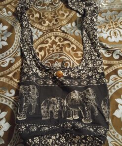 Thai Hippie Bag Hippie Elephant Sling Cross Body Bag Purse Zip Pocket A Zip Inside Pocket Handmade Color Black 30 814Etsz43lL