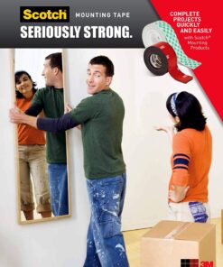 Scotch Mounting, Fastening & Surface Protection Permanent Clear Mounting Tape, holds up to 2 pounds, 1" x 60", 1 Roll, Model:4010 1"x60" 23 814L5cN90fL