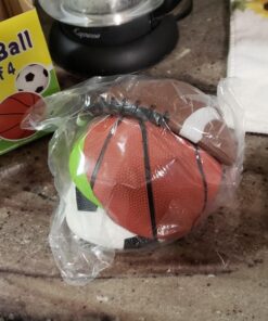 AppleRound Pack of 4 Sports Balls with 1 Pump: 1 Each of 5" Soccer Ball, 5" Basketball, 5" Playground Ball, and 6.5" Football (4 Balls and 1 Pump) 57 814LCuogCSL