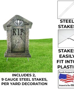 VictoryStore Yard Sign Outdoor Lawn Decorations - Fake Tombstones Graveyard Gravestones - Halloween Yard Decoration - Set of 6, 21.3 inches X 14.8 inches Funny 16 814LMOiyt7L