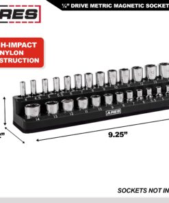 ARES 70233-26-Piece 1/4-Inch Metric Magnetic Socket Organizer - Holds 13 Standard Size and 13 Deep Size Sockets - Keeps Your Tool Box Organized 1/4-Inch Drive Black (Mm) 15 814LmS0oWNL