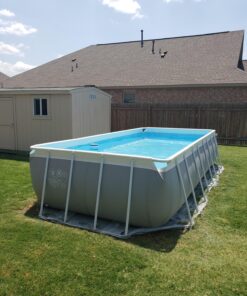 INTEX 26791EH Prism Frame Premium Rectangular Above Ground Swimming Pool Set: 16ft x 8ft x 42in – Includes 1000 GPH Cartridge Filter Pump – Removable Ladder – Pool Cover – Ground Cloth 16ft x 8ft x 42in / Rectangular 47 814MX8FhLfL