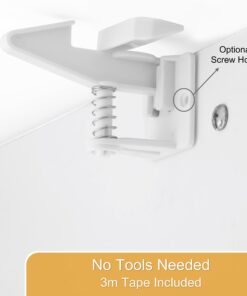 12 Pack Cabinet Locks Child Safety | Baby Safety Cabinet Locks NO Drilling 3M Adhesive Baby Proof Drawer Lock Child proofing cabinets latches for Kids Latch for Drawers & Door Child Safety Locks White 1 Count (Pack of 12) 22 814NA8z 8ZL