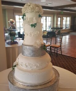 Royal Imports Diamond Sparkling Rhinestone Bling Wrap Ribbon Bulk DIY Roll - Event Decorations, Wedding Cake, Bridal/Baby Shower, Birthday, Arts & Crafts, Party Decorations - 30 Ft - 1 Roll - Silver 1 Roll (24-Rows) 64 814NUJAQoLL 2