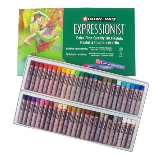 SAKURA Cray-Pas Expressionist Oil Pastel Set - Soft Oil Pastels for Artists - 50 Sticks 50 Piece Set