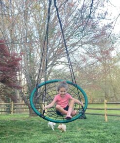 Royal Oak Giant 40 Inches Spider Web Tree Swing, 600 lb Weight Capacity, Durable Steel Frame, Waterproof, Adjustable Ropes, Flag Set and 2 Carabiners, Non-Stop Fun for Kids! Green 23 814OtEPMs7L